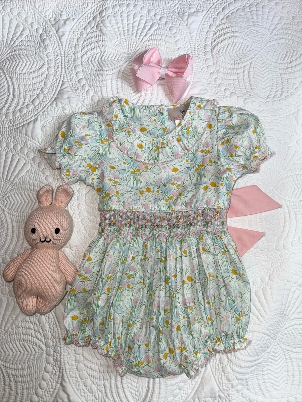 Smockingbird Floral Bouquet Smocked Jenny Bubble